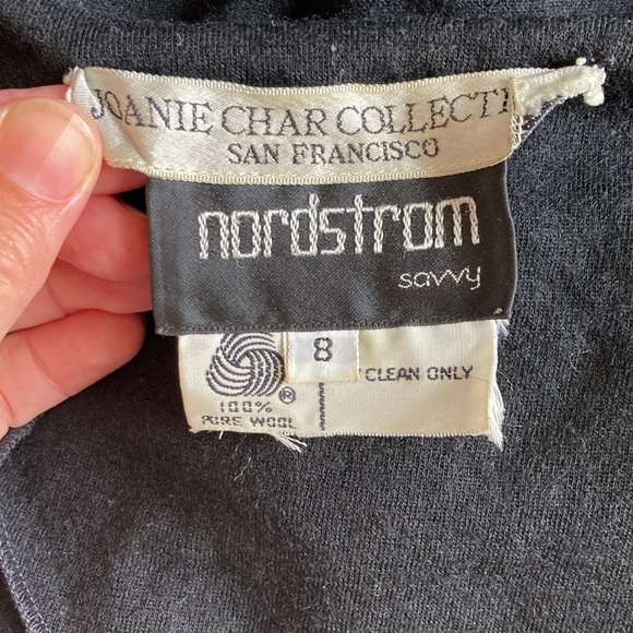 VINTAGE | NORDSTROM “Savvy” 100% Wool jersey black long sleeve twirl dress sz 8 - Picture 11 of 11